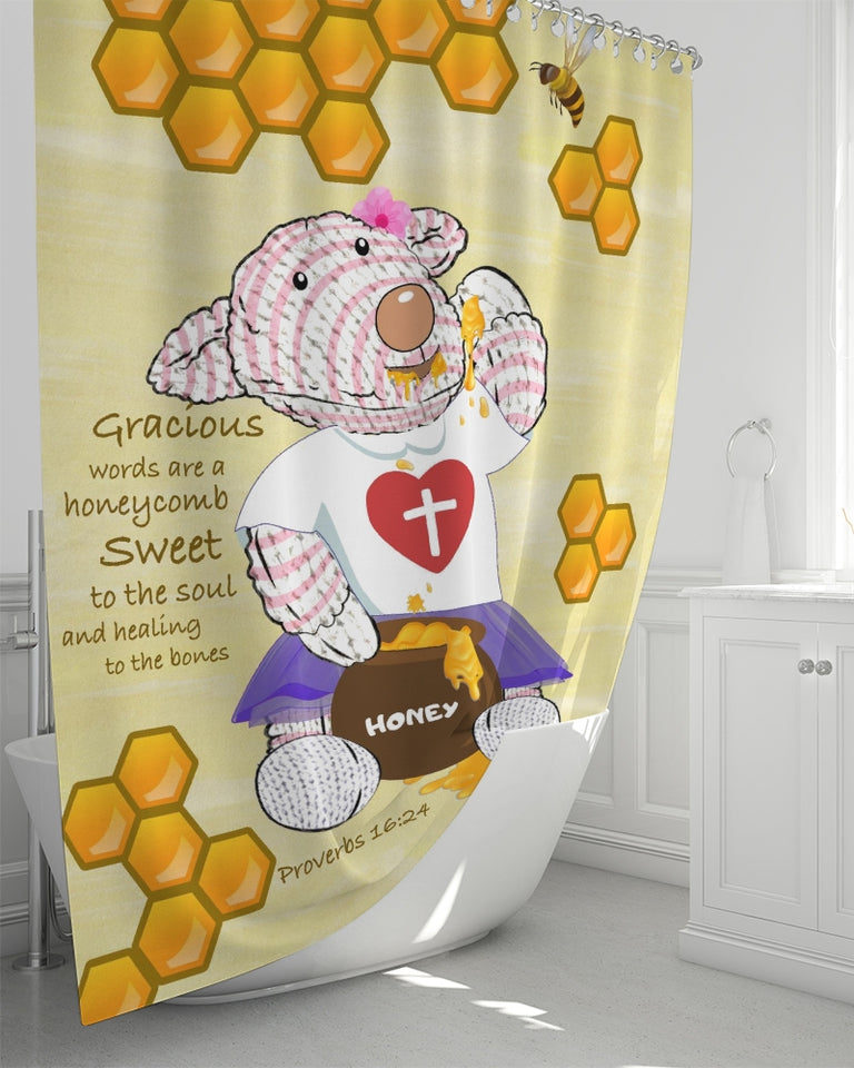 Shower Curtain - Joy Honey - Proverbs 16:24
