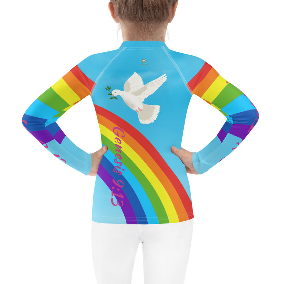 Girl's Rash Guard - Joy Rainbow - Genesis 9:13