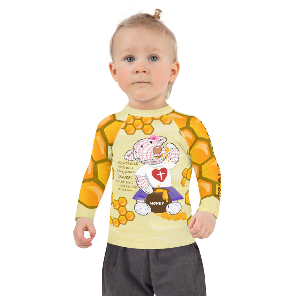 Girls Rash Guard - Joy Honey - Proverbs 16:24