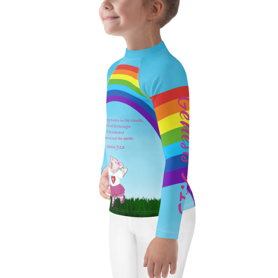 Girl's Rash Guard - Joy Rainbow - Genesis 9:13