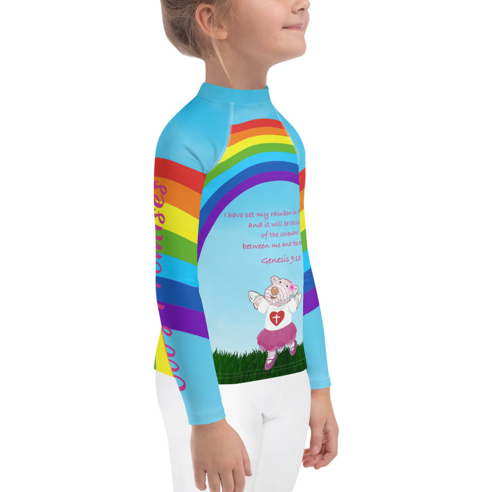 Girl's Rash Guard - Joy Rainbow - Genesis 9:13