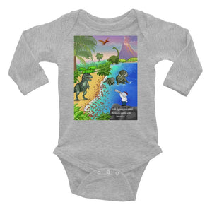 Baby Body Long Sleeve - Baby Long Sleeve Body - Joseph & Dinosaurs - Genesis 1:1