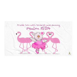 Towel - Joy Ballerina Flamingos - Psalm 150:4