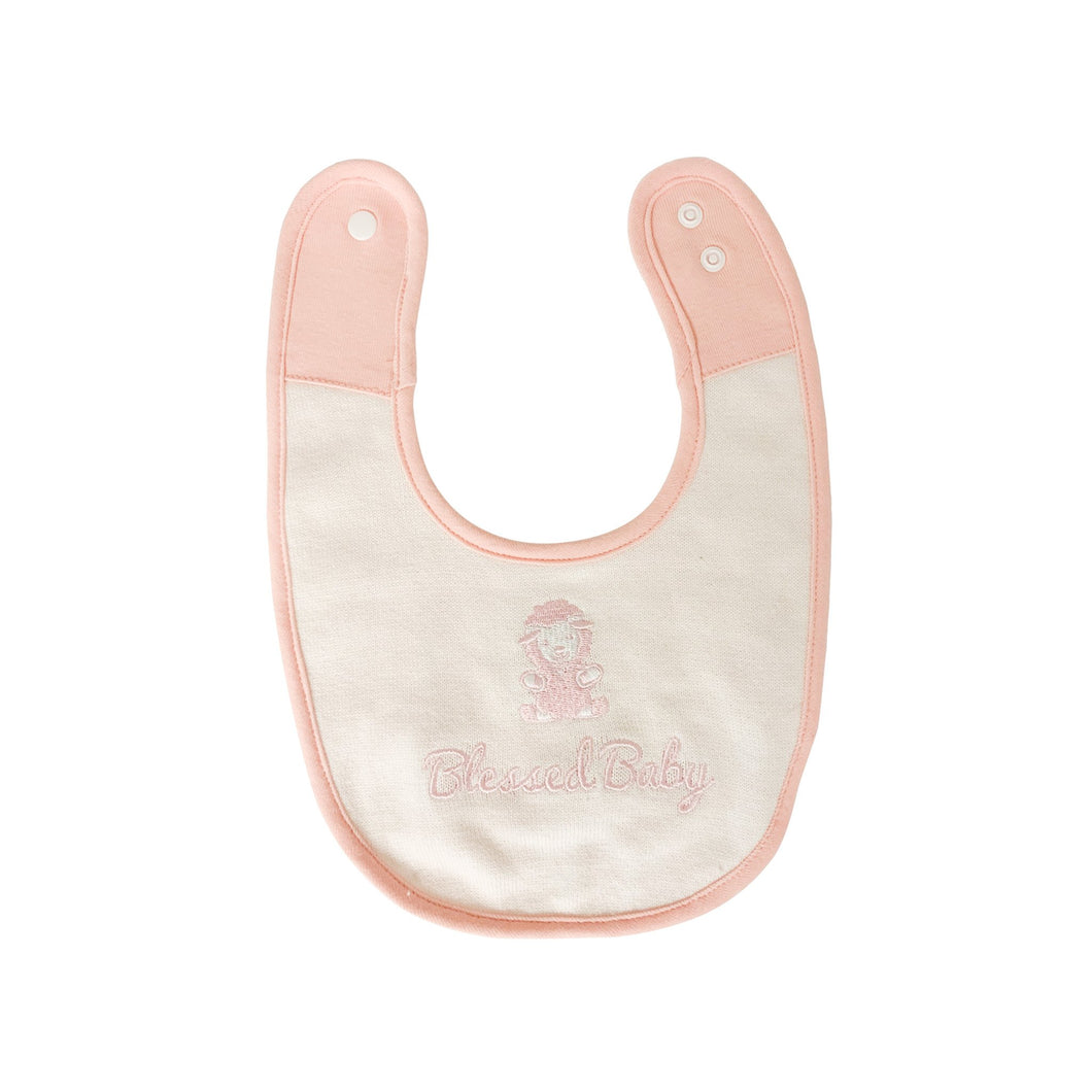 Blessed Baby Knitted Bib - Pink