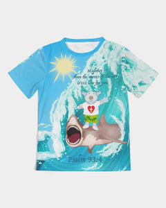 Boys T-Shirt - Joseph Surfing with Shark - Psalm 93:4