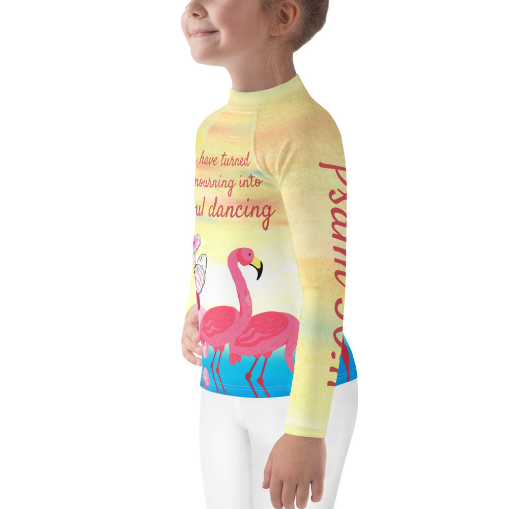 Girls Rash Guard - Joy Ballerina & Flamingos - Psalm 30:11 ...