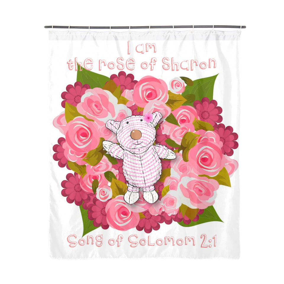 Shower Curtain - Joy Roses - Song of Solomon 2:1 - White
