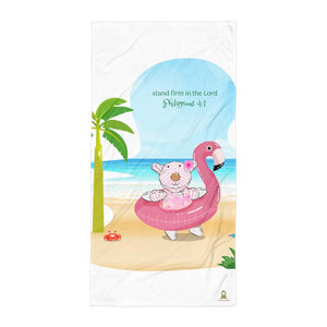 Towel - Joy Flamingo Beach - Philippians 4:1