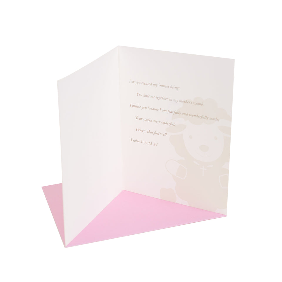 Welcome Blessed Baby Girl - Joy Gretting Card - Psalm 139:14