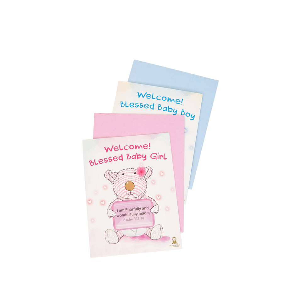 Welcome Blessed Baby Girl - Joy Gretting Card - Psalm 139:14