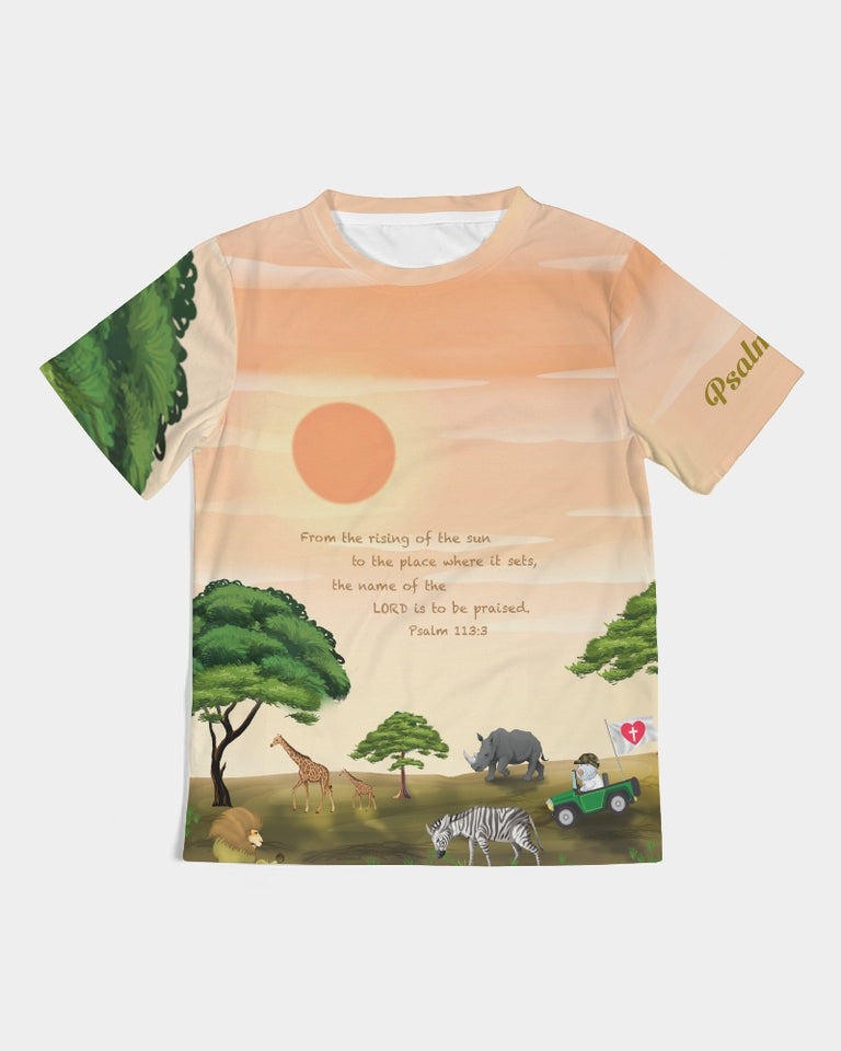 Kids T-Shirt - Joseph Sunset Safari - Psalm 113:3