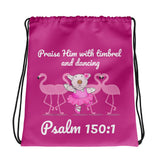 Drawstring Bag -  Joy Ballerina & Flamingos - Psalm 150:4