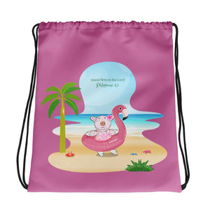 Drawstring Bag - Joy Flamingo Beach - Philippians 4:1