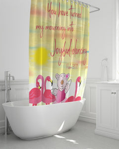 Shower Curtain Joy Ballerina and Flamingos - Psalm 30:11