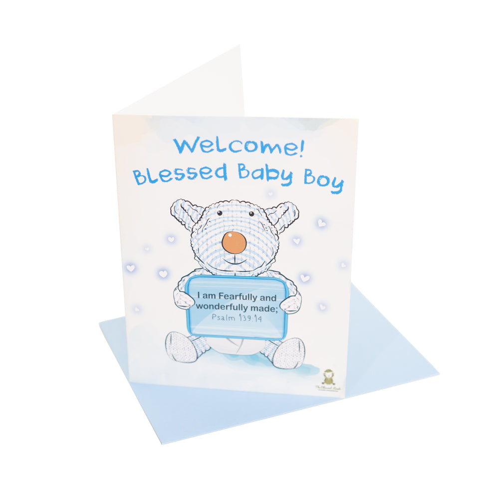 Handwritten "Blessed Baby Boy" Greeting Card - Joseph Card