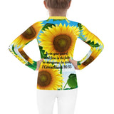 Girl's Rash Guard - Joy Sunflowers - 1 Corinthians 16:13