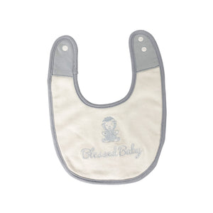 Blessed Baby Knitted Bib - Blue