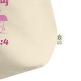 Large Organic Tote Bag - Joy Ballerina Flamingos - Psalm 150:4