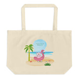 Large Organic Tote Bag - Joy Flamingo Beach - Philippians 4:1