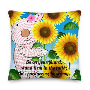Premium Pillow - Joy Sunflowers - 1 Corinthians 16:13