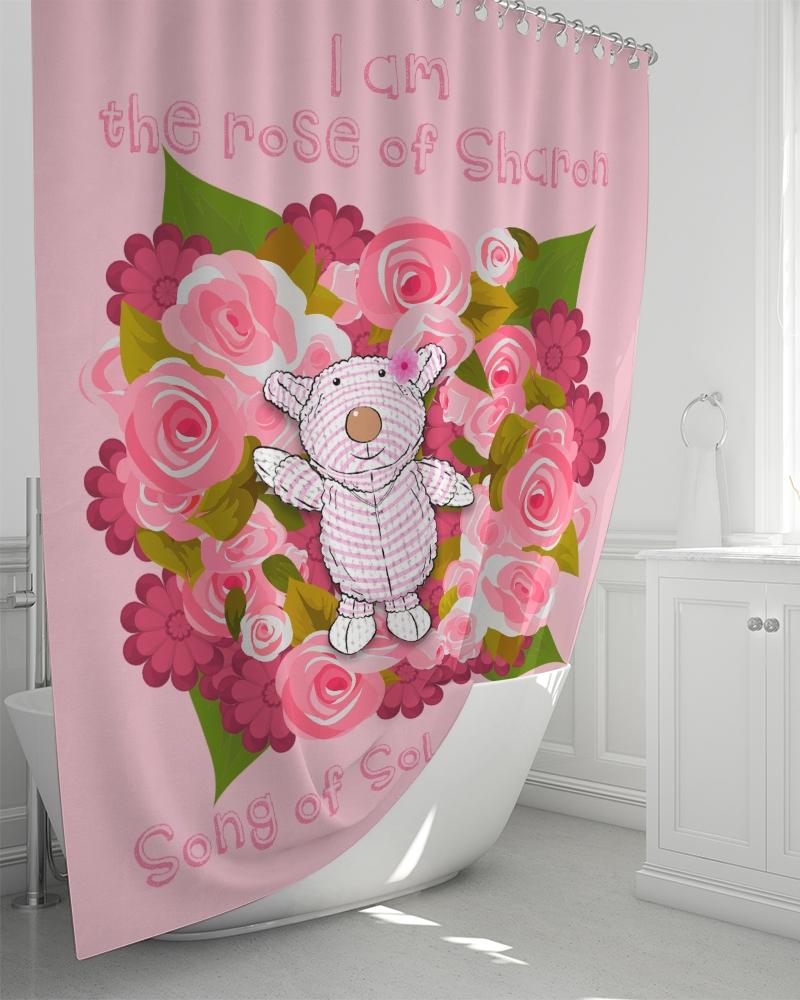 Shower Curtain - Joy Roses - Song of Solomon 2:1 - Pink