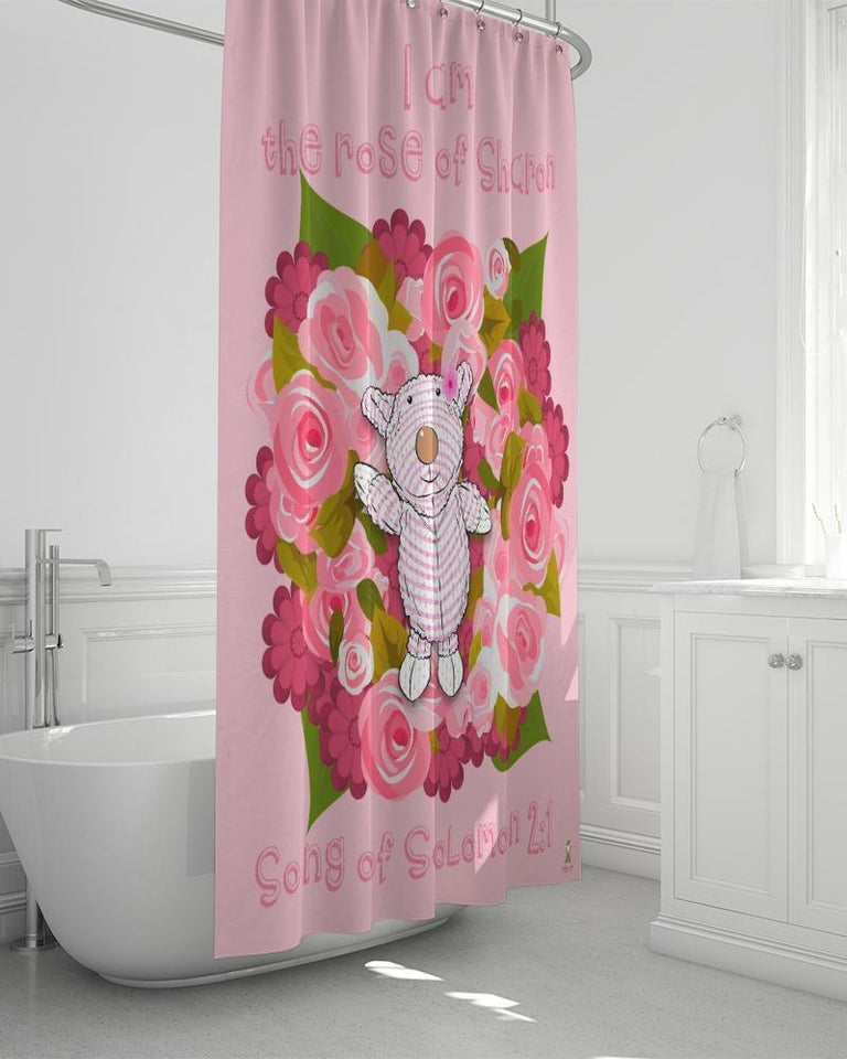 Shower Curtain - Joy Roses - Song of Solomon 2:1 - Pink
