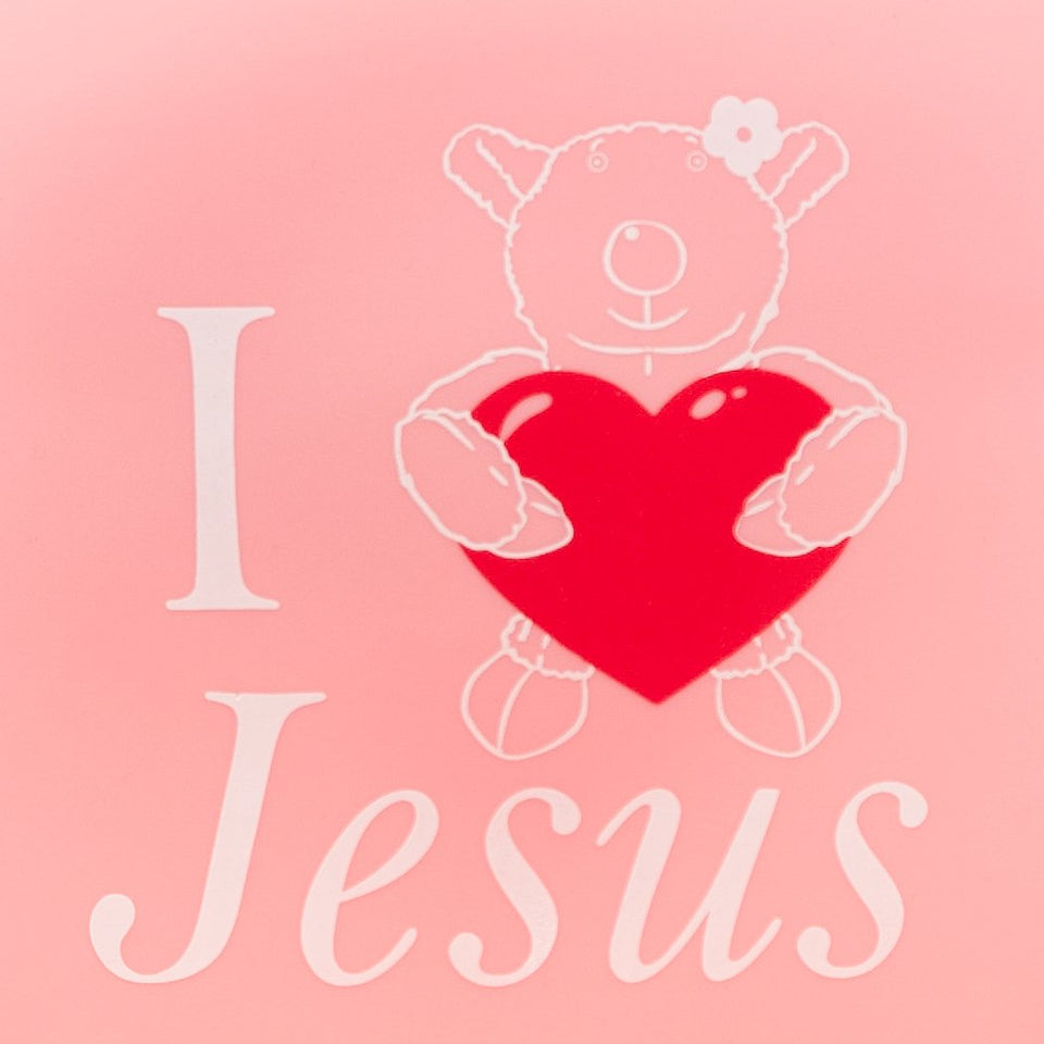 Silicone bib - Joy - I Love Jesus - Rose