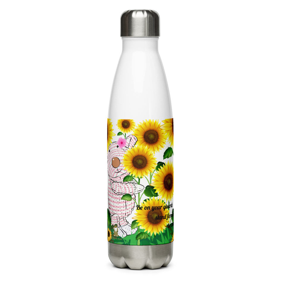 Stainless Steel Water Bottle - Joy Sunflowers - 1 Corinthians 16:13