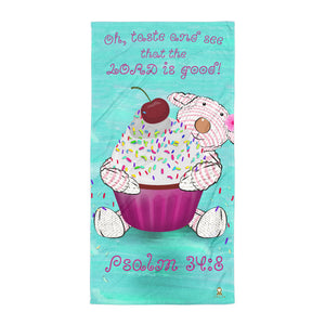 Towel - Joy Cupcake - Psalm 34:8